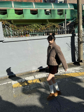High-neck Sherpa Fur Jacket
