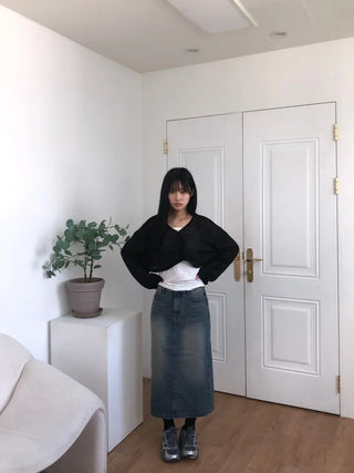 Molly Vintage Washed Denim Long Skirt