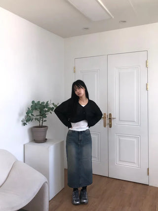 Molly Vintage Washed Denim Long Skirt