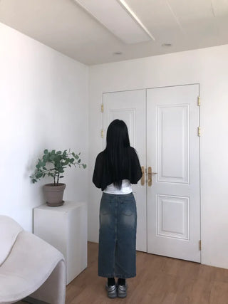 Molly Vintage Washed Denim Long Skirt