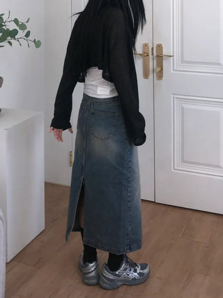 Molly Vintage Washed Denim Long Skirt