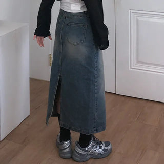 Molly Vintage Washed Denim Long Skirt