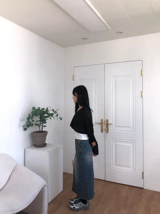 Molly Vintage Washed Denim Long Skirt