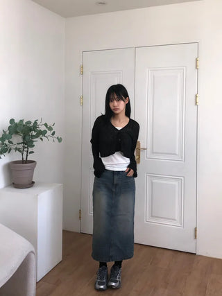 Molly Vintage Washed Denim Long Skirt