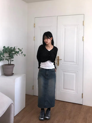 Molly Vintage Washed Denim Long Skirt