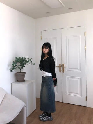 Molly Vintage Washed Denim Long Skirt