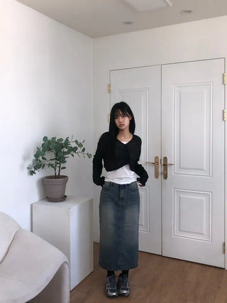 Molly Vintage Washed Denim Long Skirt