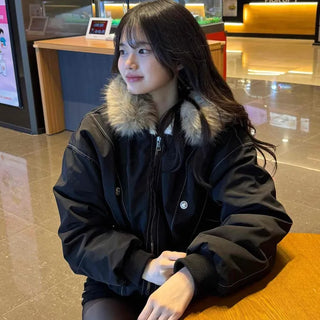 Oversized Bomber Jacket with Stitch Detail