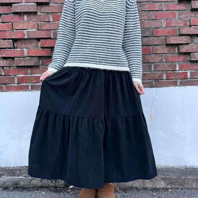 Casual Tier Elastic Maxi Skirt