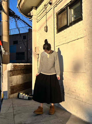 Casual Tier Elastic Maxi Skirt