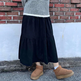 Casual Tier Elastic Maxi Skirt