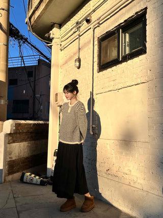 Casual Tier Elastic Maxi Skirt