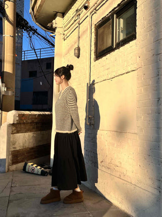 Casual Tier Elastic Maxi Skirt