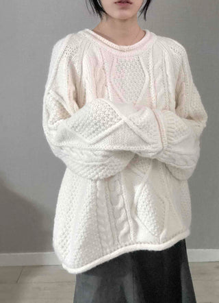 Fluffy Cable Balloon Sleeve Knit