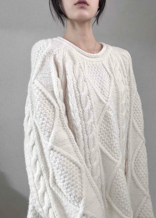 Fluffy Cable Balloon Sleeve Knit