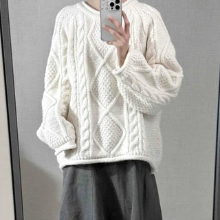 Fluffy Cable Balloon Sleeve Knit