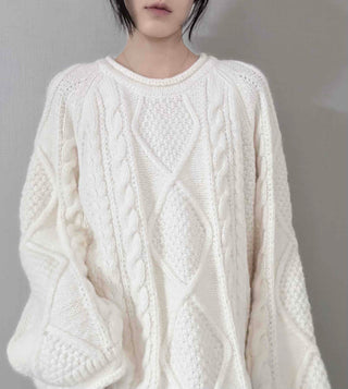 Fluffy Cable Balloon Sleeve Knit
