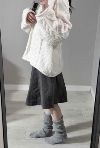Fluffy Cable Balloon Sleeve Knit