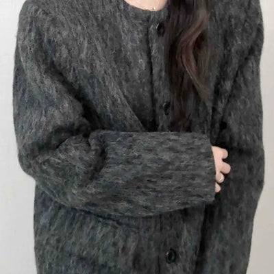 Mohair Round Neck Midi Coat