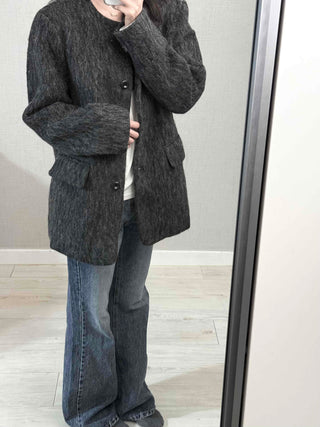 Mohair Round Neck Midi Coat