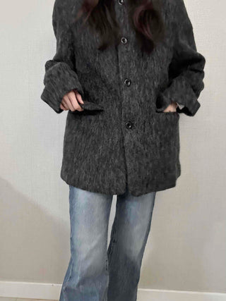 Mohair Round Neck Midi Coat