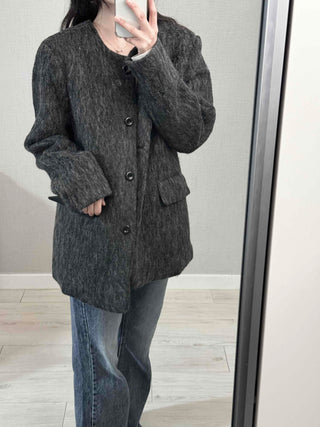 Mohair Round Neck Midi Coat