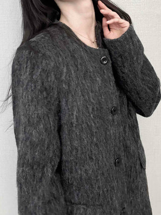 Mohair Round Neck Midi Coat