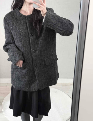 Mohair Round Neck Midi Coat