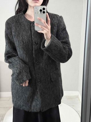 Mohair Round Neck Midi Coat