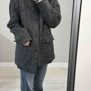 Mohair Round Neck Midi Coat