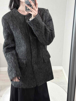 Mohair Round Neck Midi Coat