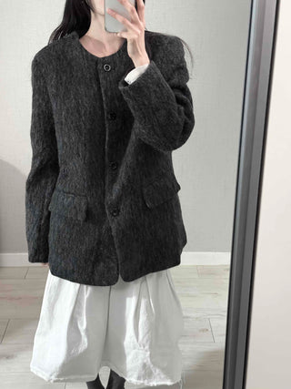 Mohair Round Neck Midi Coat