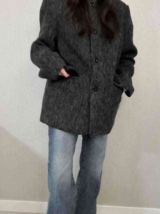 Mohair Round Neck Midi Coat