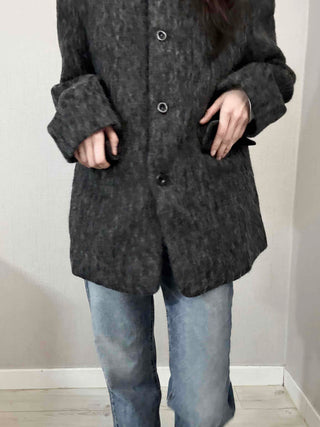 Mohair Round Neck Midi Coat