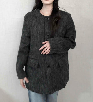 Mohair Round Neck Midi Coat