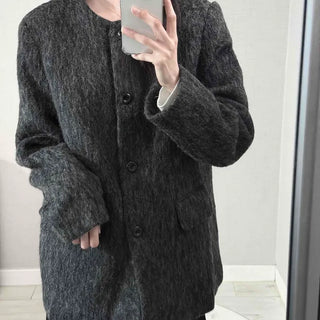 Mohair Round Neck Midi Coat