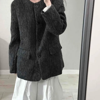 Mohair Round Neck Midi Coat