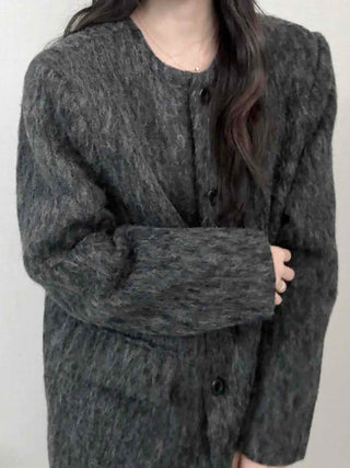 Mohair Round Neck Midi Coat