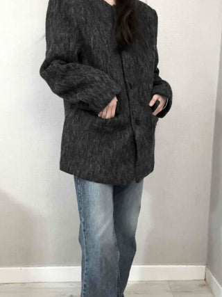 Mohair Round Neck Midi Coat