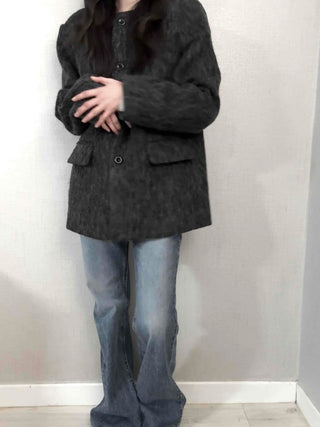 Mohair Round Neck Midi Coat