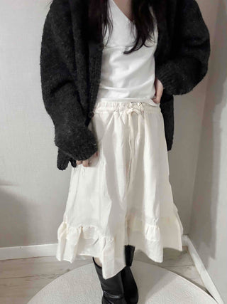 Pleated Banding Shirred Flare Midi Skirt