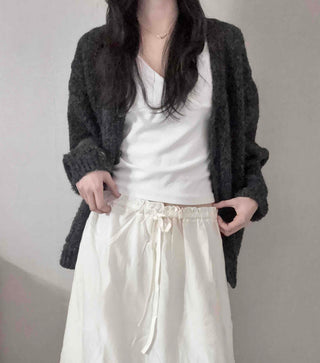 Pleated Banding Shirred Flare Midi Skirt