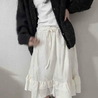 Pleated Banding Shirred Flare Midi Skirt