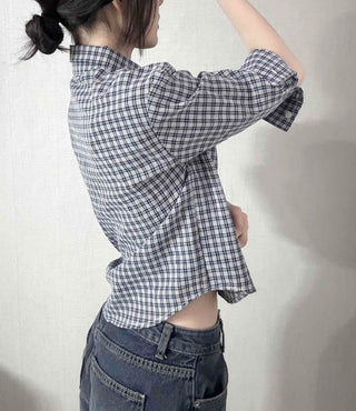 Standard Fit Check Loose Collar Shirt