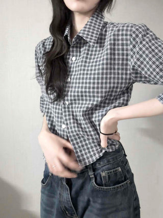 Standard Fit Check Loose Collar Shirt