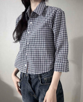 Standard Fit Check Loose Collar Shirt