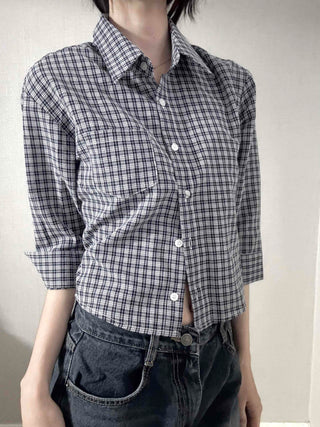 Standard Fit Check Loose Collar Shirt