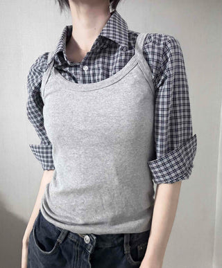 Standard Fit Check Loose Collar Shirt
