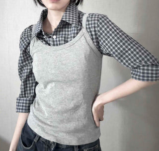 Standard Fit Check Loose Collar Shirt