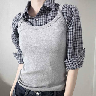 Standard Fit Check Loose Collar Shirt